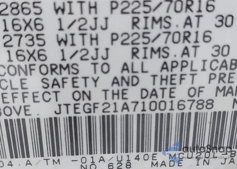 2001 Toyota Highlander V6 z USA, uszkodzony, nr VIN JTEGF21A710016788